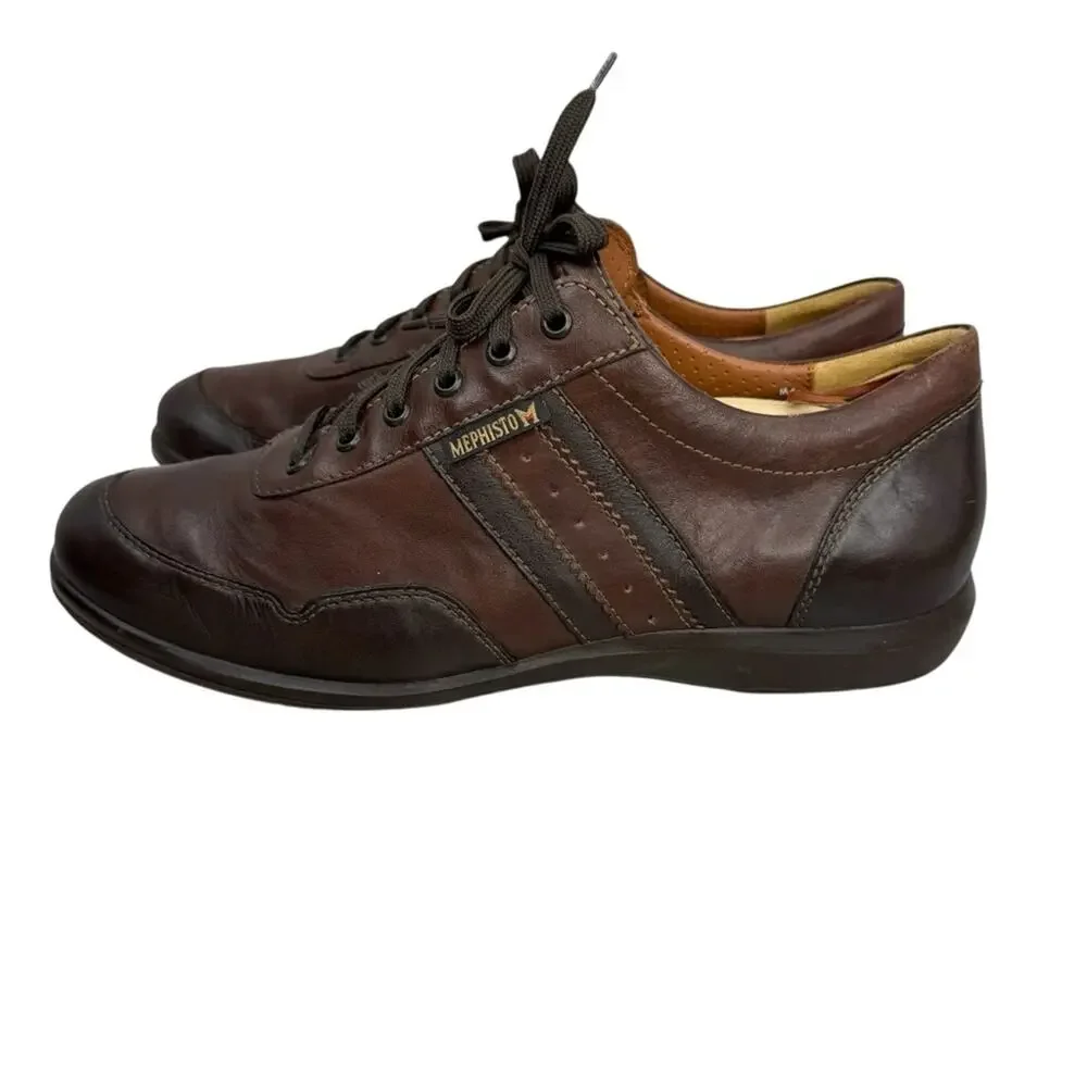 MEPHISTO Air Jet Men’s Sz 10 Brown Leather Lace Up Casual Sneakers Walking Shoes